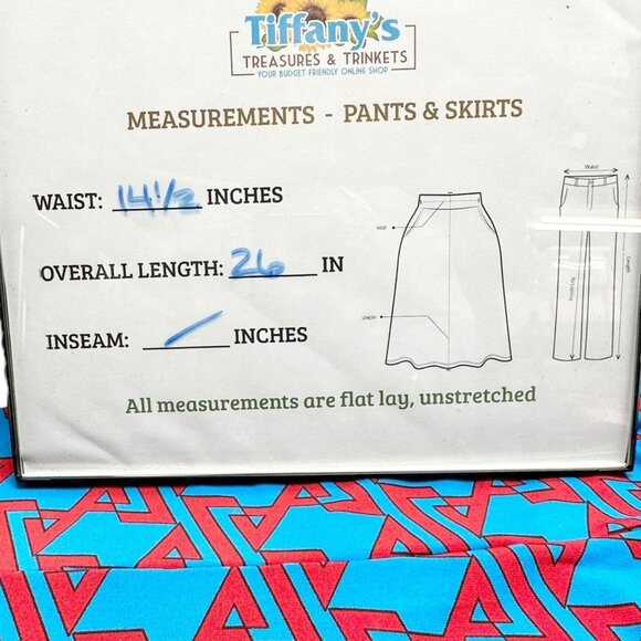 LuLaRoe Azure Skirt Womens M Blue and Red Geometric Print Fun Sassy Comfortable - Picture 6 of 7